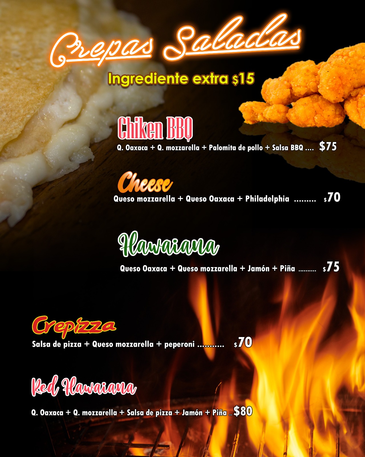 Menú Crepas Saladas
